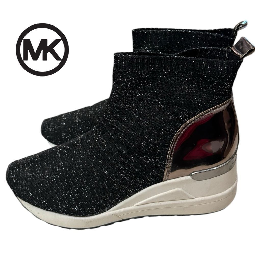 Michael Michael Kors Neoflex Women's Wedge Heel Black Metallic Boots Sneakers 5